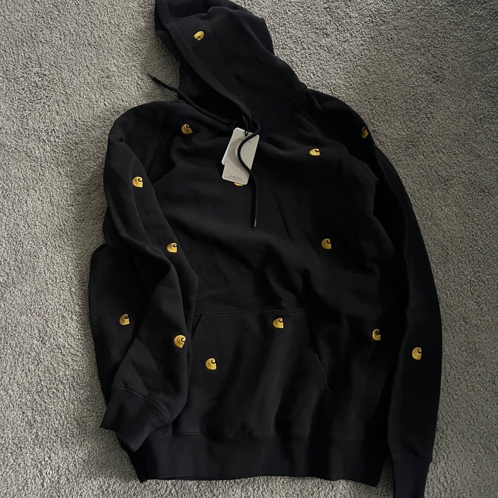 Black Hoodie with Yellow Accents